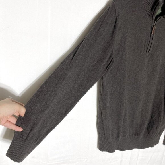 Eddie Bauer Brown Cotton Cashmere Knit Mock Neck Half Zip Pullover Sweater M - Picture 10 of 13